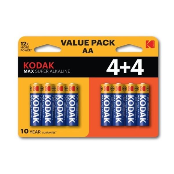 Kodak Max Super Alkaline Value Pack Batteries AA-8 Batteries