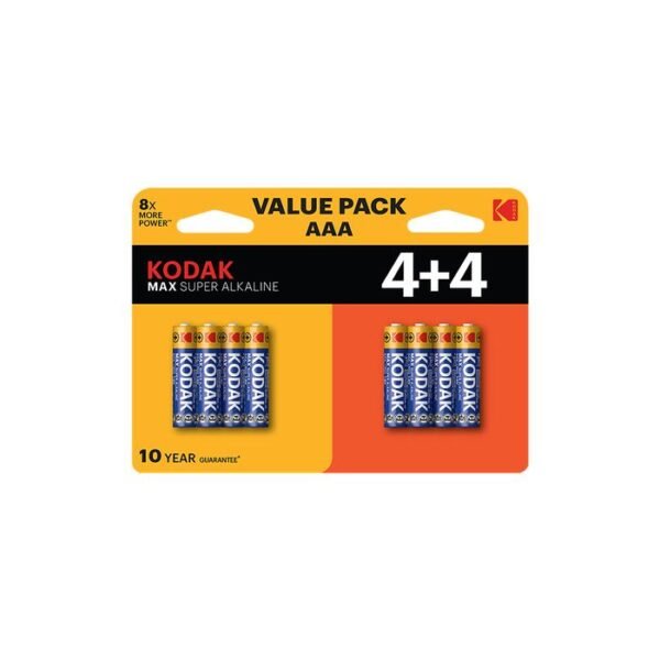Kodak Max Super Alkaline Value Pack Batteries AAA-8 Batteries