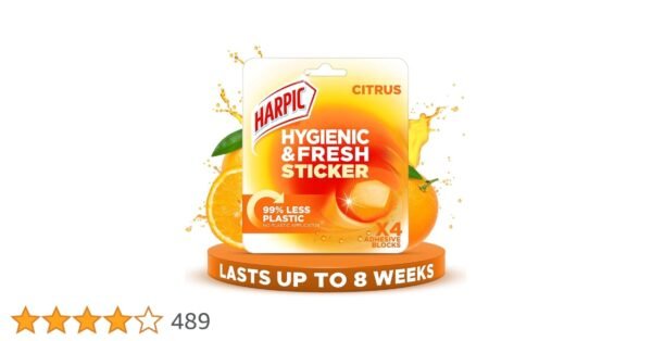 Harpic Hygiene & Fresh Stickers Adhesive Toilet Block Citrus 4 PCS