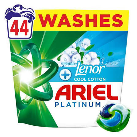 Ariel Pods Platinum With Touch Of Cool Cotton 44 Wash
